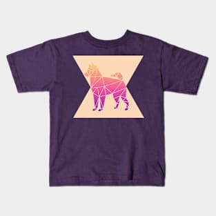 Geometric Dog Colorful Abstract Retro Design Kids T-Shirt